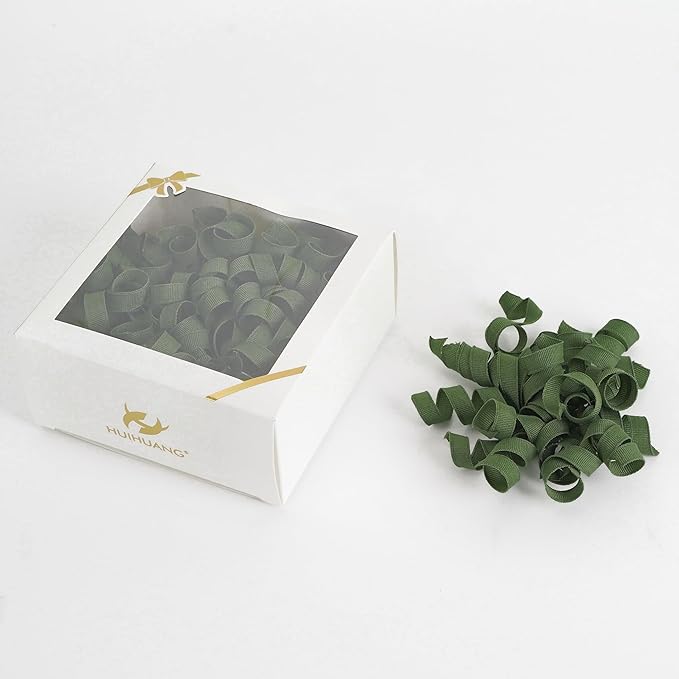 HUIHUANG Moss Green Bows for Gift Wrapping, Green Curly Ribbon Bows Self Adhesive Burst Gift Bow for Presents, Wine Bottle, Treat Bags, Wrap Accessories, Christmas, Wedding Party Favor - 6 Counts