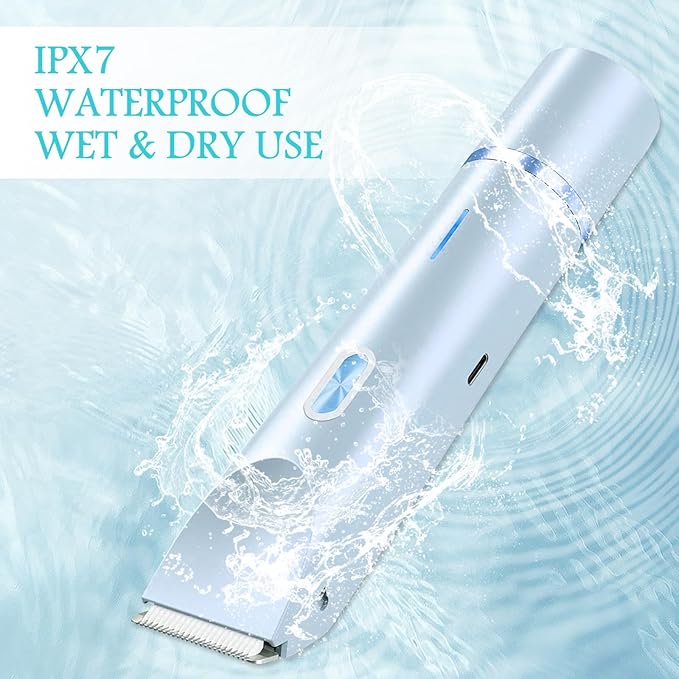 2025 New 2 in 1 Bikini Trimmer for Women, Bikini Shaver with Dual Head, Painless Smooth Shave & Gentle Pubic Hair Removal, Cordless & IPX7 Waterproof Electric Trimmer for Sensitive Skin (Blue)