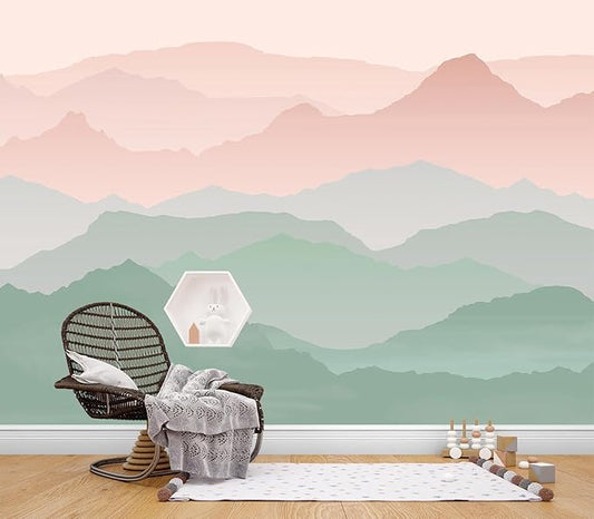 Eierme-Mountain Landscape Background Mural Wallpaper Peel and Stick 137" x 102"