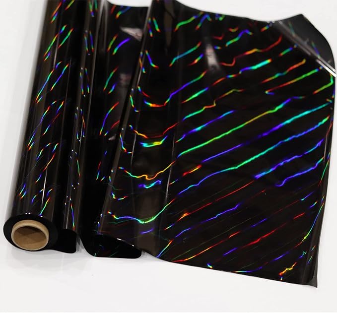 CMFYHM Iridescent Black Cellophane Wrap Roll I 34 In Wide X 50 Ft Long I Colorful Cello Perfect For Baskets,Gifts, Treats,Birthday Holiday Wedding Floral, Party Arts Crafts Decoration (Black)