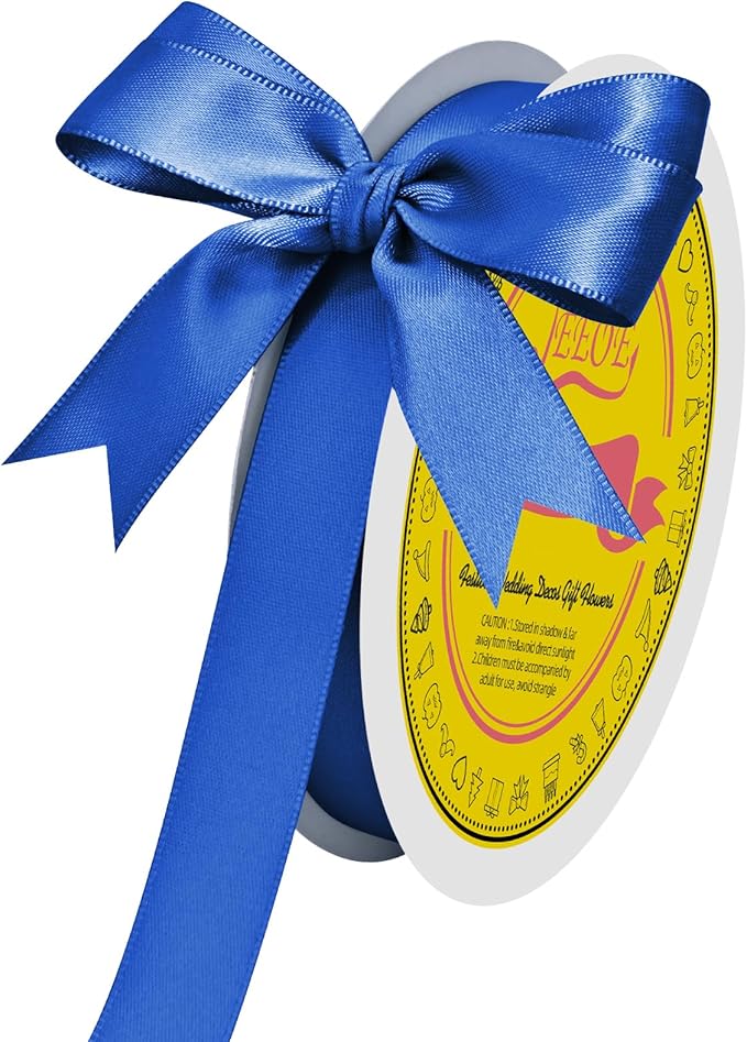 Double Face Royal Blue Satin Ribbon 5/8 inch X 50 Yards Polyester Royal Blue Ribbon for Gift Wrapping Very Suitable for Weddings Party Invitation Decorations and More