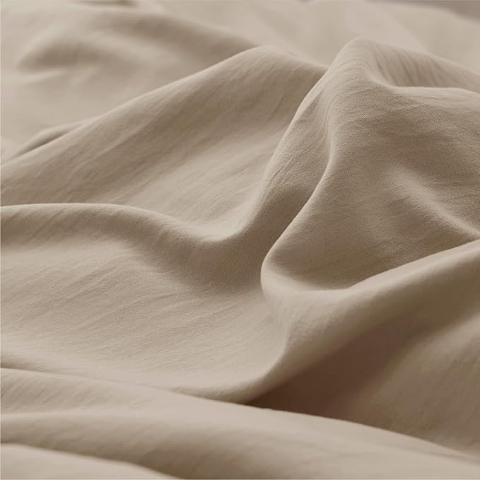 Bedsure Deep Beige California King Duvet Cover - Prewashed Cotton-Like Extra Soft Bedding Set, Includes 1 Cal King Duvet Cover 104x98 Inches with Zipper Closure & 2 Pillow Shams, No Comforter