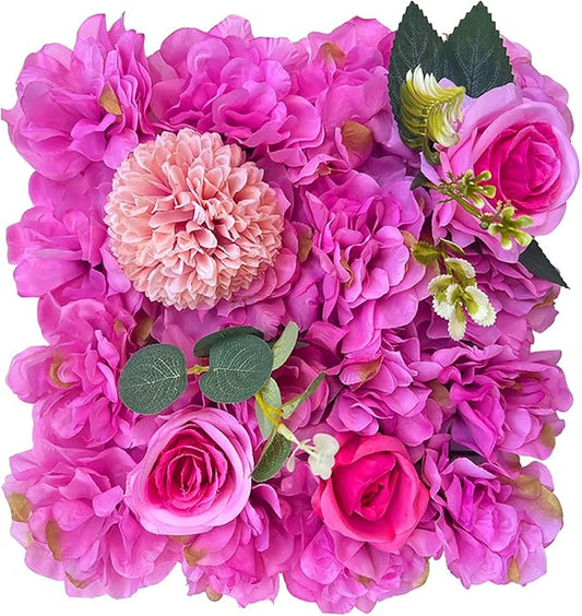 Flower Wall Backdrop, 12PCS 10.6"-15.7" Artificial Flower Wall Panel with Various Styles, 3D Floral Wall Decor for Wedding Photo Background Festive Party Home Decoration (K011, 11.8 * 11.8in)