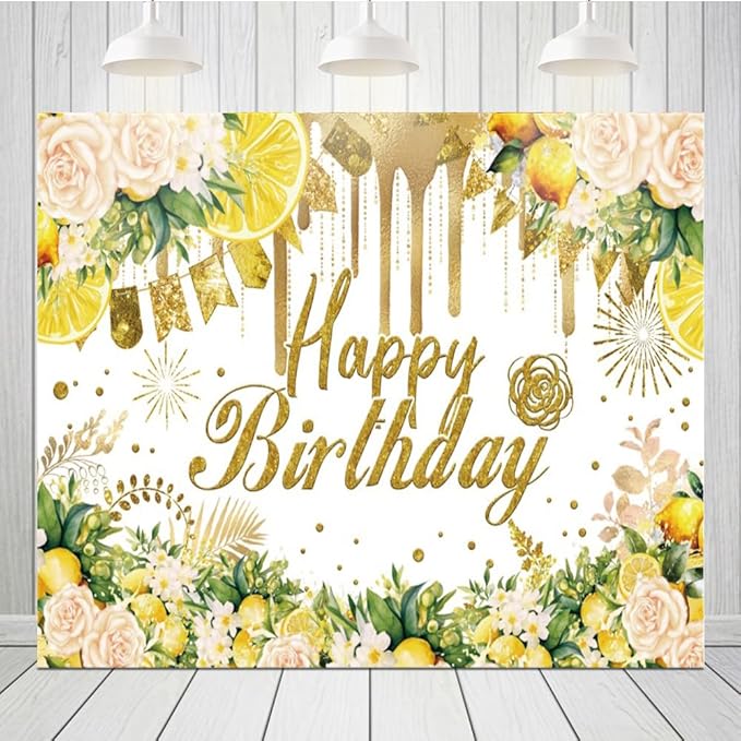 10x8ft Gold Floral Birthday Backdrop, Rose Gold Glitter Bokeh Photography Background Girls Birthday Party Cake Table Decorations Photo Shoot Banner Props