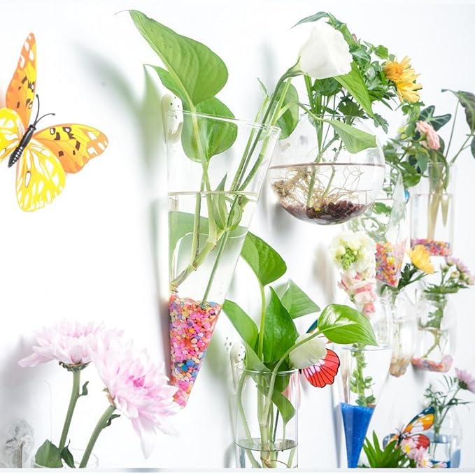 Wall-Mounted Acrylic Planter for Hydroponic Plants – Ice Cone Vase, Modern Transparent Design for Home & Office Decoration