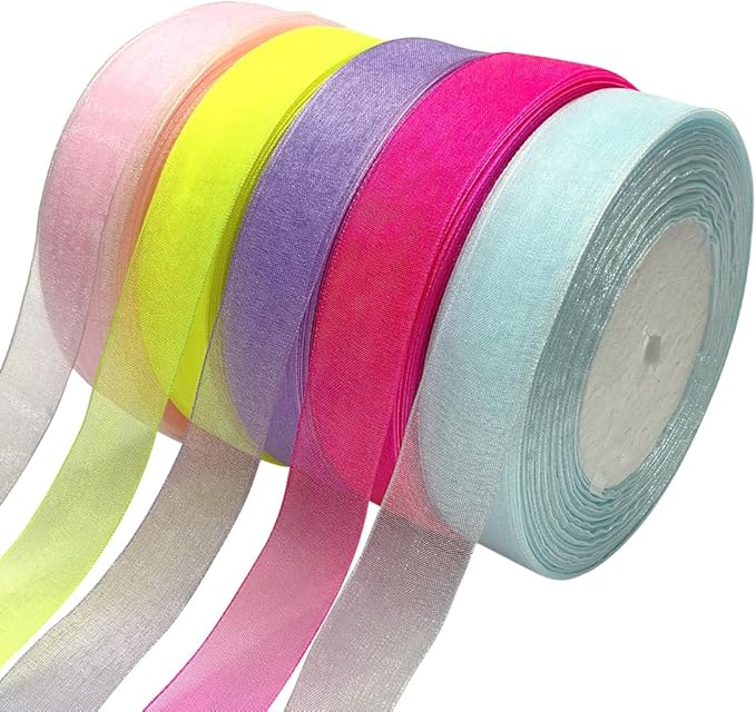 Chenkou Craft Solid Organza Ribbon 1 Roll 50 Yards Mauve 1" (25mm) Craft Bow Party Spring Summer Decoration Packing Ribbons (Mauve, 1"(25mm))