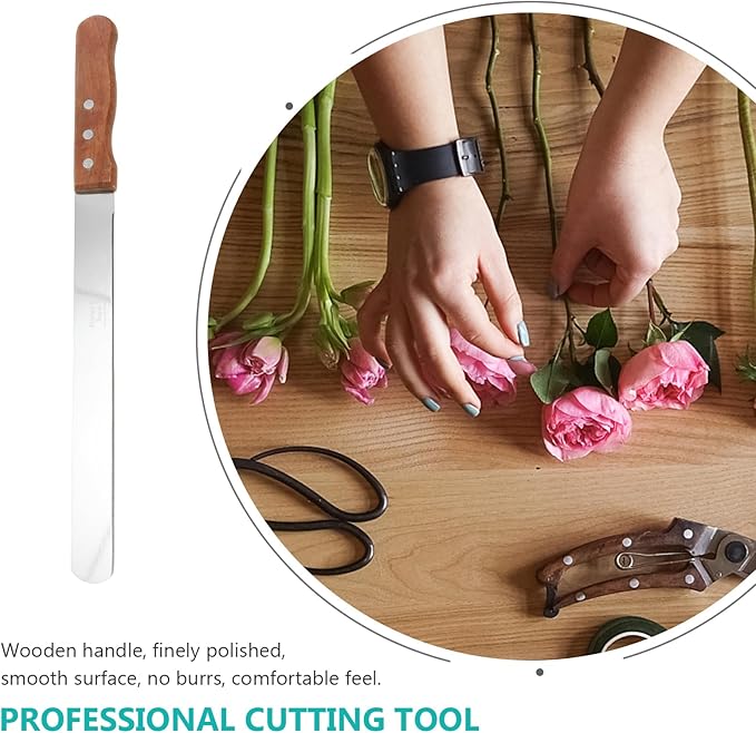 Florist Professional Knife Floral Foam Knife Foam Cutter Stainless Steel Flower Mud Cutting Tool with Wooden Handle Florist Accessory Cutter
