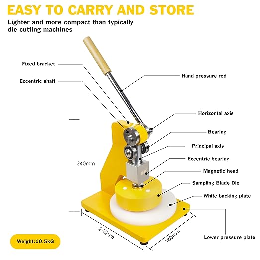 Circle Sampler Cutter Round Sample GSM Cut Machine for Fabric, Rubber, Leather, Carpet, Paper ，Foam，100cm² Manual Die Cutter Hand Press Mold Cutter Leather Leathercraft Cutting Machine