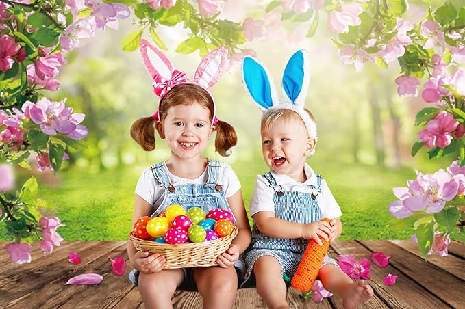 Renaiss 8x6ft Spring Nature Scenery Pink Flower Blossom Green Leaves Wood Floor Park Floral Meadow Photography Background for Wedding Baby Shower Birthday Party Decor Photo Studio Props