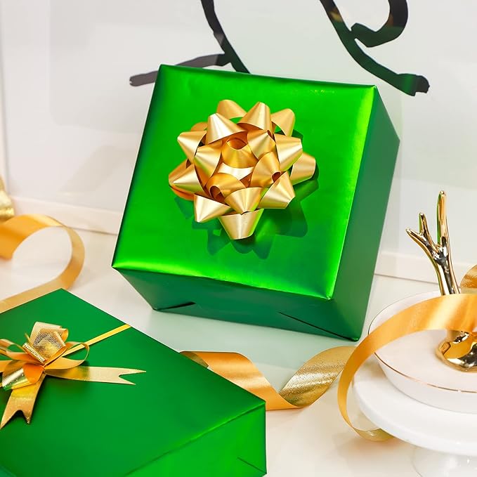 RUSPEPA Wrapping Paper Roll - 81.5 Sq Ft Emerald Green Solid Color Gift Wrap Jumbo Roll for Wedding, Birthday, Shower, Congrats, Holiday, Easter Gifts, DIY Bouquet - 30 Inch X 32.8 Feet, Light Green