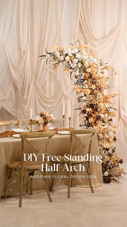 Ling's moment Artificial Flowers 16pcs Silk Roses with Stems, 3.5" Fake Vendela Roses Bulk for DIY Wedding Bouquets Centerpieces Party Baby Shower Home Decoration, French Orange & Cream