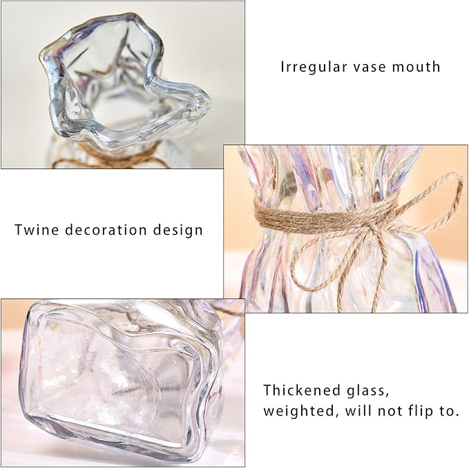 Colorful Irregular Shaped Modern Minimalist Glass Vase - Fashionable Multi-Use Home Decor for Flowers, Centerpiece, Kitchen, Office, Wedding & Holiday