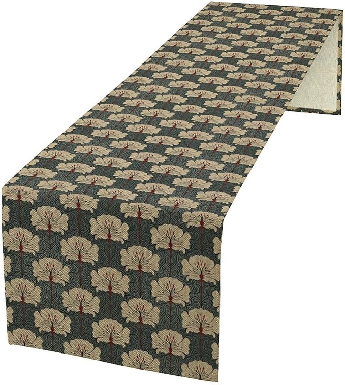 Vintage Floral Table Runner, William Morris Flowers Classic Boho Art Table Runner for Kitchen Dining Party, 13x36 Inch
