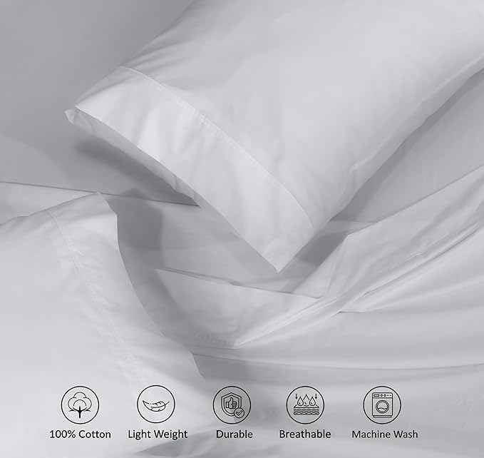 RUVANTI 100% Cotton Full Size Bed Sheets, 4 Pieces, Soft & Breathable Percale Weave Bedding, Deep Pocket 16", Hotel Standard, Crisp Cool Feel, Durable, Perfect Sheet Set Dyed, Quiet Gray