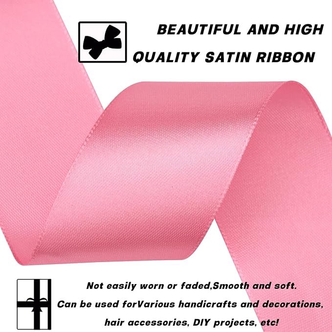 1-1/2 Inch 30 Yards Rose Gold Solid Satin Ribbon for Gift Wrapping,Craft Floral Bouquets,Wedding Party,Timeless Flower,Decoration Floral Hair,Balloons