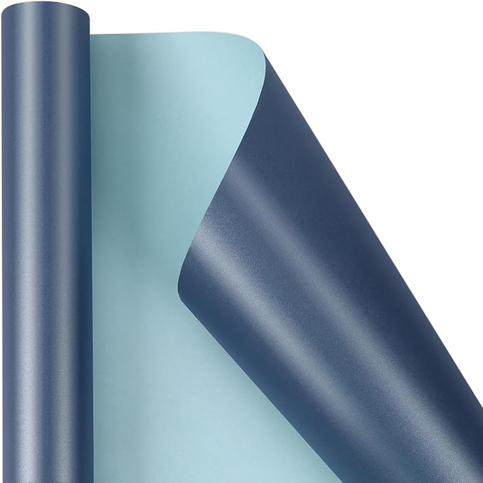 LaRibbons Blue Wrapping Paper, 30 Inch x 33 Feet, Solid Color Pearly-Lustre Christmas Gift Wrap Paper Junbo Rolls, Perfect for Holiday, Wedding, Valentine's Day, Birthday