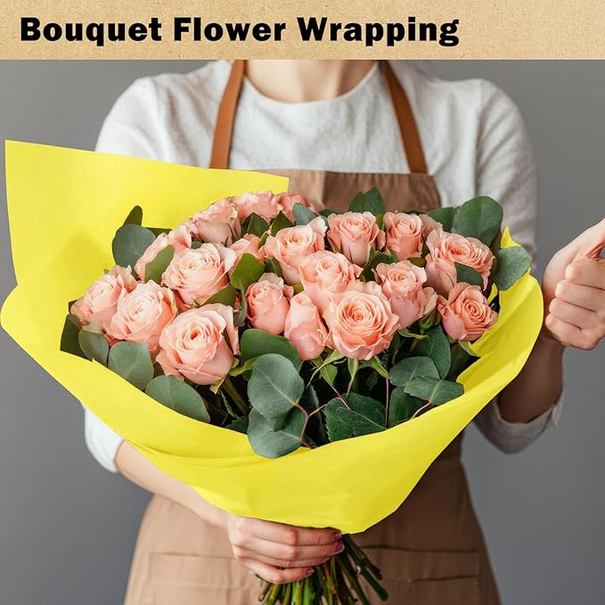 RUSPEPA Kraft Paper Roll - 17.5 inches x 32.8 feet - Recyclable Paper Perfect for Wrapping, Craft, Packing, Floor Covering, Dunnage, Parcel, Table Runner, Yellow