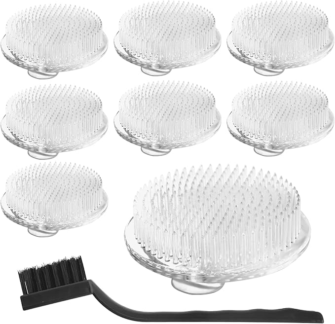QWQKEFEUN Flower Frog,ikebana8 Exquisite Clear Plastic Three-Suction-Cup Flower Arrangement Holder＋Cleaning Brush，Used forflower Frogs for Arrangements vase 70mm / 2.76 Inch (White) (8PCS)