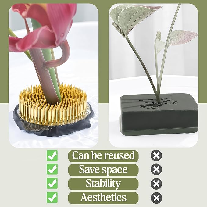 Brass Pin Floral Frog Ikebana Kenzan Flower Arranger Holder with Lead Base Rubber (1.97inch/50mm)