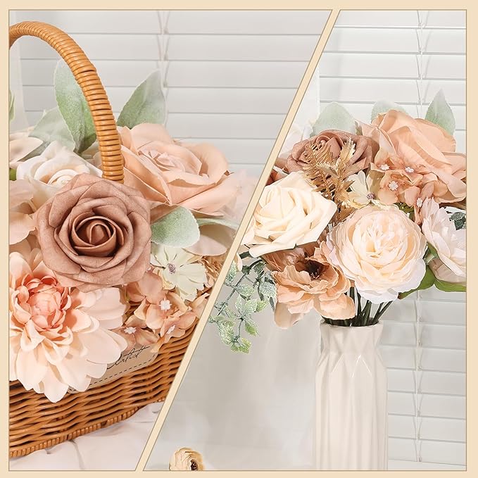 Artificial Flowers Combo Box Set Fake Flowers with Stems Artificial Bouquet Flowers for Wedding Centerpieces Arrangements Baby Shower Party Home Decor