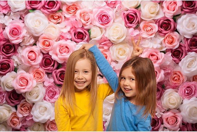 Pink Roses Background Flowers Wall Photography Background Various Floral Roses Backdrops Anniversary Birthday Wedding Baby Shower Backgrounds Decor Children Adults Video Studio Prop 15x10ft