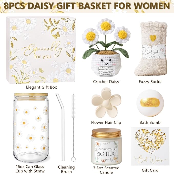 Birthday Gifts for Women Care Package Get Well Soon Gift Baskets, Unique Self Care Spa Gift Set for Women, Thinking of You Inspirational Christmas Gifts for Mom Her Best Friend Sister Teen Girls Wife