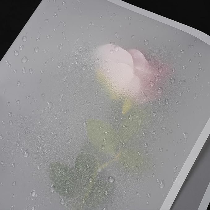 Kosotody 20 Sheets Frosted Flower Wrapping Paper White Line Waterproof Florist Bouquet with Ribbon for Bouquets DIY Crafts Packaging Bouquet, 22.8x22.8 inch (White)