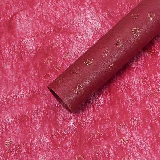 FAYADA 40 Sheet Korean Cotton Non-Woven Waterproof Flower Wrapping Paper, 22.8x22.8 Inch/pcs Floral Tissue Paper for flower bouquets Florist Supplies, Gift Packaging (Wine Red Heart)