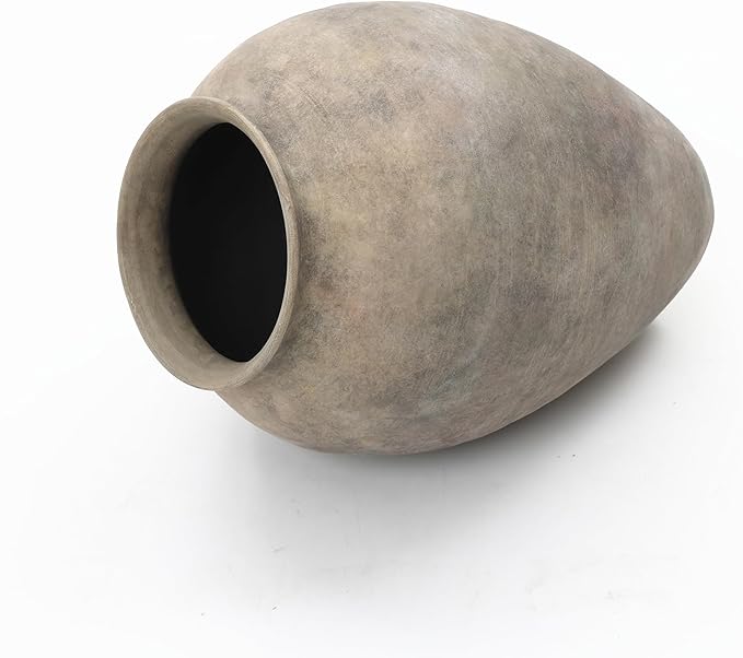 LuxenHome Rustic Ceramic Floor Vase, 17.7" Tall Terracotta Pot with Earthy Gray-Brown Finish, Vintage Pottery Large Vases for Decor Living Room, Farmhouse Flower Vase for Entry Way Table Home Decor