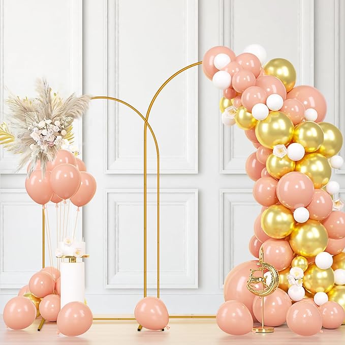 6.6 FT Arch Backdrop Stand, Metal Background Balloon Arch Stand, Baby Shower Backdrop Arch, Gold Arches for Party Decoration