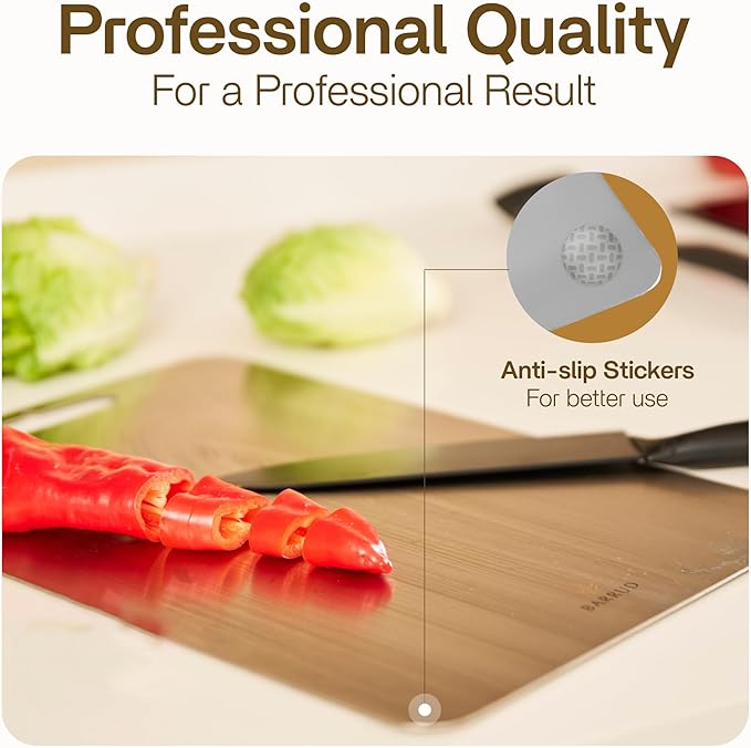 Premium Stainless Steel Cutting Board - Durable Non-Slip Metal for Kitchen - Portable Non-Porous Surface, Ideal for Modern Kitchens - Stainless Steel 304