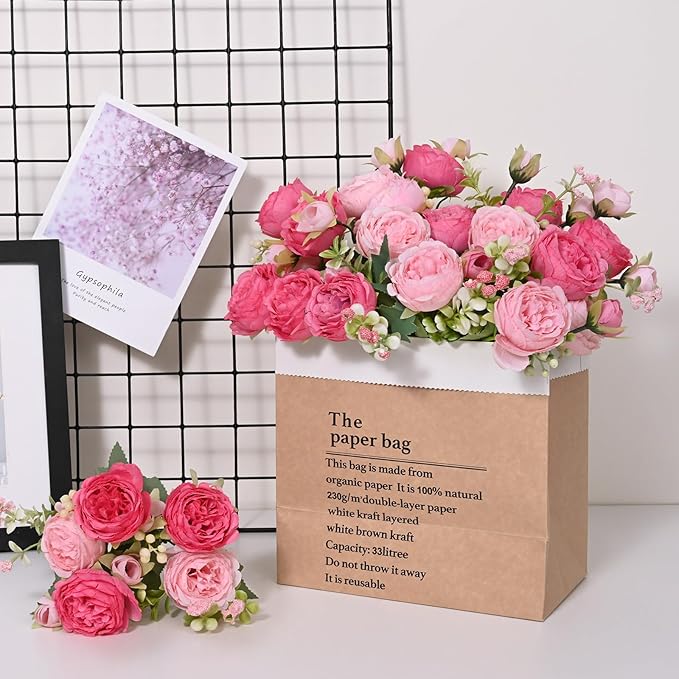 MARTINE MALL 12 Packs Peonies Artificial Flowers, Mixed Pink Artificial Peonies, Silk Peonies Flowers Fake Peonies Artificial Flowers Peonies Bouquet for Centerpiece Table Wedding Party Home Decor