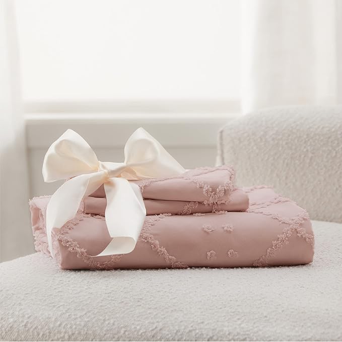 Bedsure Boho Duvet Cover King Size - Pink Breathable & Soft Boho Bedding, Machine Washable Comforter Cover for All Seasons, Includes 1 Duvet Cover 104"x90" with 2 Pillow Shams & Zipper Closure
