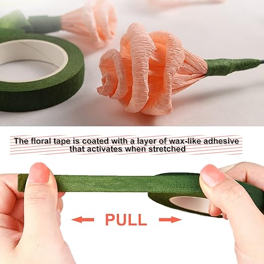 12 Rolls 1/2 Inch 30 Yard Green Floral Tape for Bouquet Stem Wrapping - Adhesive, Waterproof and Flexible (Dark Green)