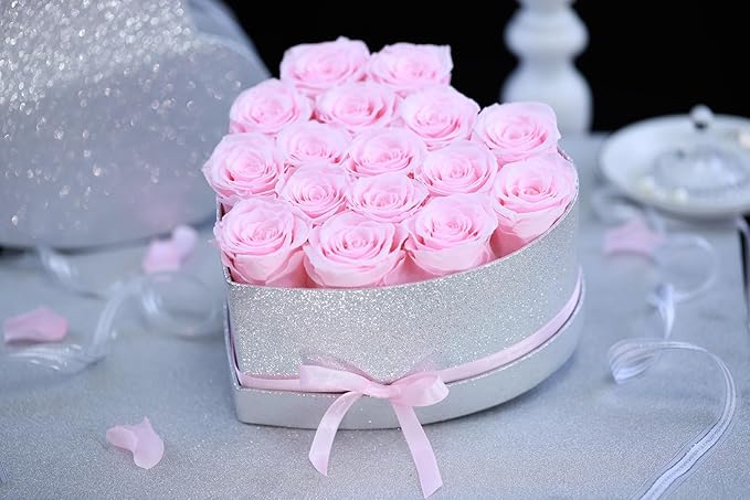 Flowers for Delivery, 16 Pink Forever Roses in a Box, Preserved Flowers Anniversary Mothers Day Birthday Valentines Day Gifts for Women Mom Wife Girlfriend Her Grandma