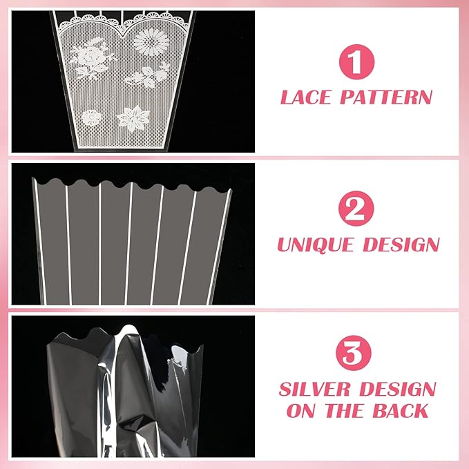 FOIMAS 100pcs Flower Bouquet Bag Plastic Wrapping Bags Clear Floral Bouquet Sleeve Cellophane Sleeves Flower Bouquet Packaging Bags for Flower Craft Birhtday Wedding Valentine's Day Mother's Day