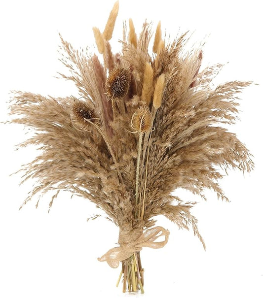 Dried Flowers Bouquet,Pampas Grass for Boho Decor,Rustic Farmhouse Flower for Bohemian Home,Bedroom,Living Room,Wedding Table Centerpieces(Bouquet C)