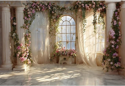 Baocicco Fantasy Castle Backdrops for Wedding 8x6.5ft Princess Boudoir House Backdrop Windowsills Roman Column Photography Background Bridal Shower Baby Shower Birthday Banner Backdrop