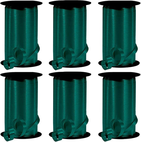 PMU Curling Ribbon - Crimped Texture Curling Ribbons for Gift Box Wrapping, Florist Flowers, Birthday Party Decorations, Festival Art Craft & Christmas Décor - Hunter Green 3/8 Inch X 250 Yards, Pkg/6