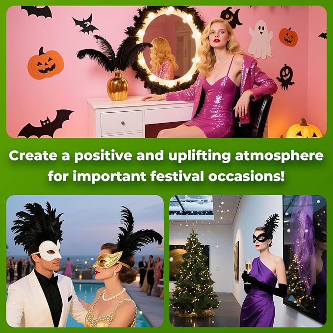 Piokio 20 pcs Natural Black Ostrich Feathers 6-8 inch(15-20 cm) Bulk for DIY Clothes, Feather Pens, Dream Catcher, Gatsby Decorations