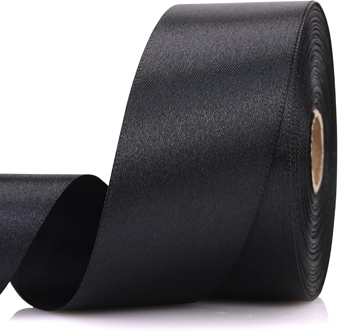 1-1/2 Inch 30 Yards Black Solid Satin Ribbon for Gift Wrapping,Craft Floral Bouquets,Wedding Party,Timeless Flower,Decoration Floral Hair,Balloons