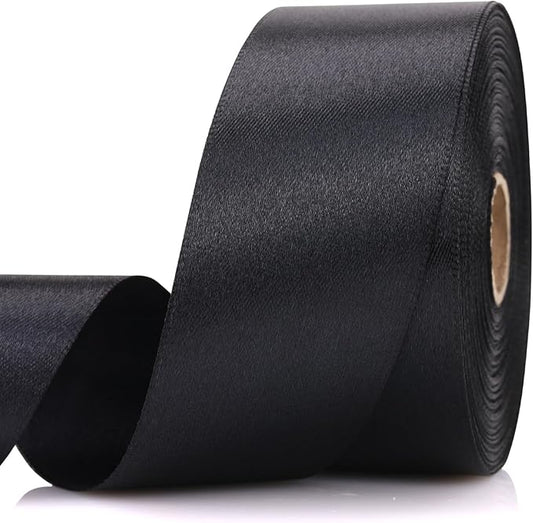 1-1/2 Inch 30 Yards Black Solid Satin Ribbon for Gift Wrapping,Craft Floral Bouquets,Wedding Party,Timeless Flower,Decoration Floral Hair,Balloons
