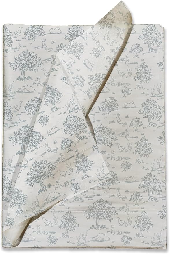 Pro Supply Global Blue Toile Printed Tissue Paper for Gift Bags or Boxes and Wrapping - Bulk Decorative Art Tissue Paper for Packaging and Gifting | 24 Sheets 20" x 30"