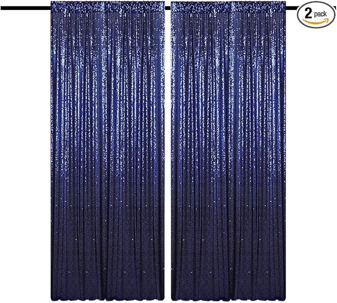 Navy Blue Sequin Backdrop Curtains 4FTx8FT 2 Panels Navy Backdrop Curtain for Parties Glitter Backdrop Photo Background for Wedding Baby Shower