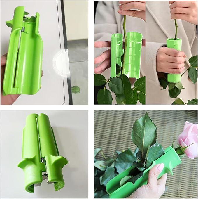 2Pcs Rose Stripper Thorn Remover Set,Include 1pcs Stripper Tool & 1pcs Flower Scissors,Rose Stem Thorn Leaf Stripping Tool for Professional Florist Home Shop Gardening Floral Arrangements