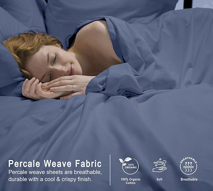 RUVANTI 100% Organic Cotton Sheets King Size, Percale Weave, GOTS Certified, 4-Piece Set, Deep Pocket 15", Crisp & Breathable, Soft Durable Bedding, Sábanas Algodón Orgánico – Wild Wind