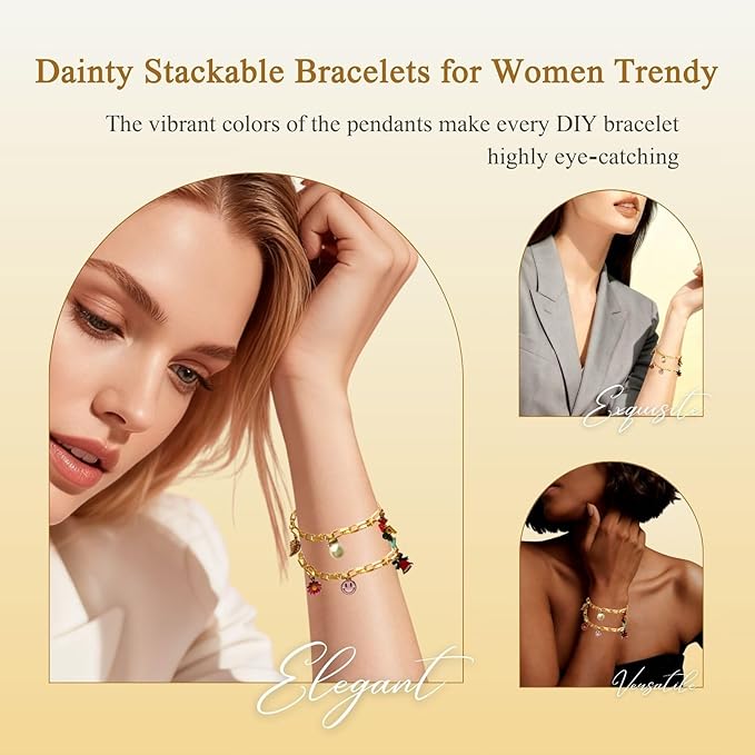ZSJTYHX Gold Charms Bracelet Making Kit,Charms for Jewelry Making Supplies 362pcs DIY Bulk Heart Star Letter Accessories Silver Crafts for Adults Women Flower Beads Fashion Pearl Trendy Assorted Bag