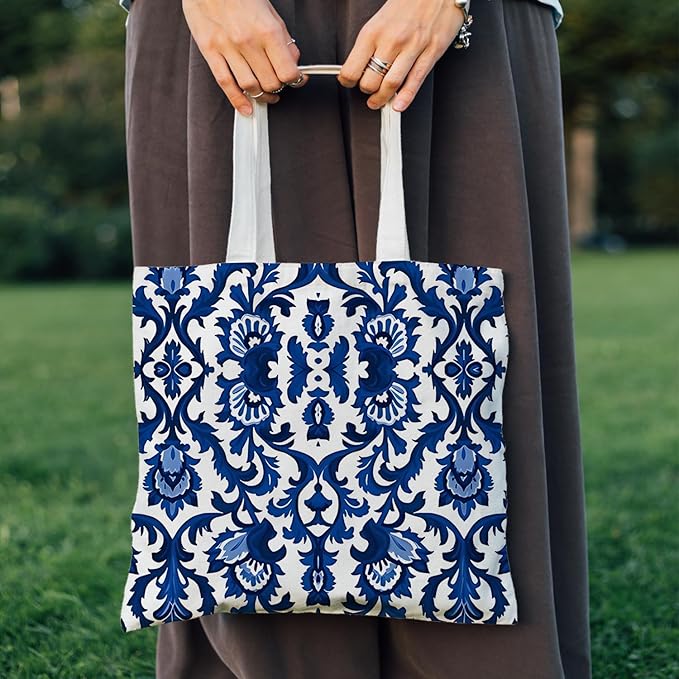 Flowers Tote Bag Gifts for Women, Canvas Aesthetic Reusable Grocery Bags Shopping Bags