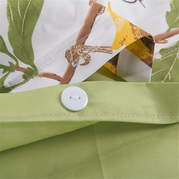Brandream Duvet Cover King Size 3 Piece Farmhouse Floral Bedding Set Pastoral Style Classy Elegant 100% Egyptian Cotton 1 Duvet Cover with Button Closure and 2 Pillow Shams, Green
