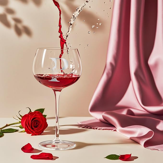 Personalized Gifts for Women, Monogrammed A-Z Wine Glass Customized Gift, Unique Christmas Birthday Gifts for Women Her Mom Friend Sister Wife Daughter Nurse (P)